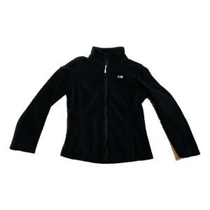 CB Sports Jacket Fleece Womens Size Small Black Zipper Pockets Standup Collar